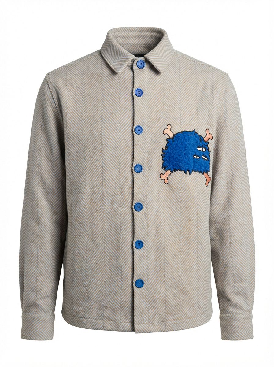 Fur Me Not Unisex Kışlık Gömlek / Mavi-Kahve