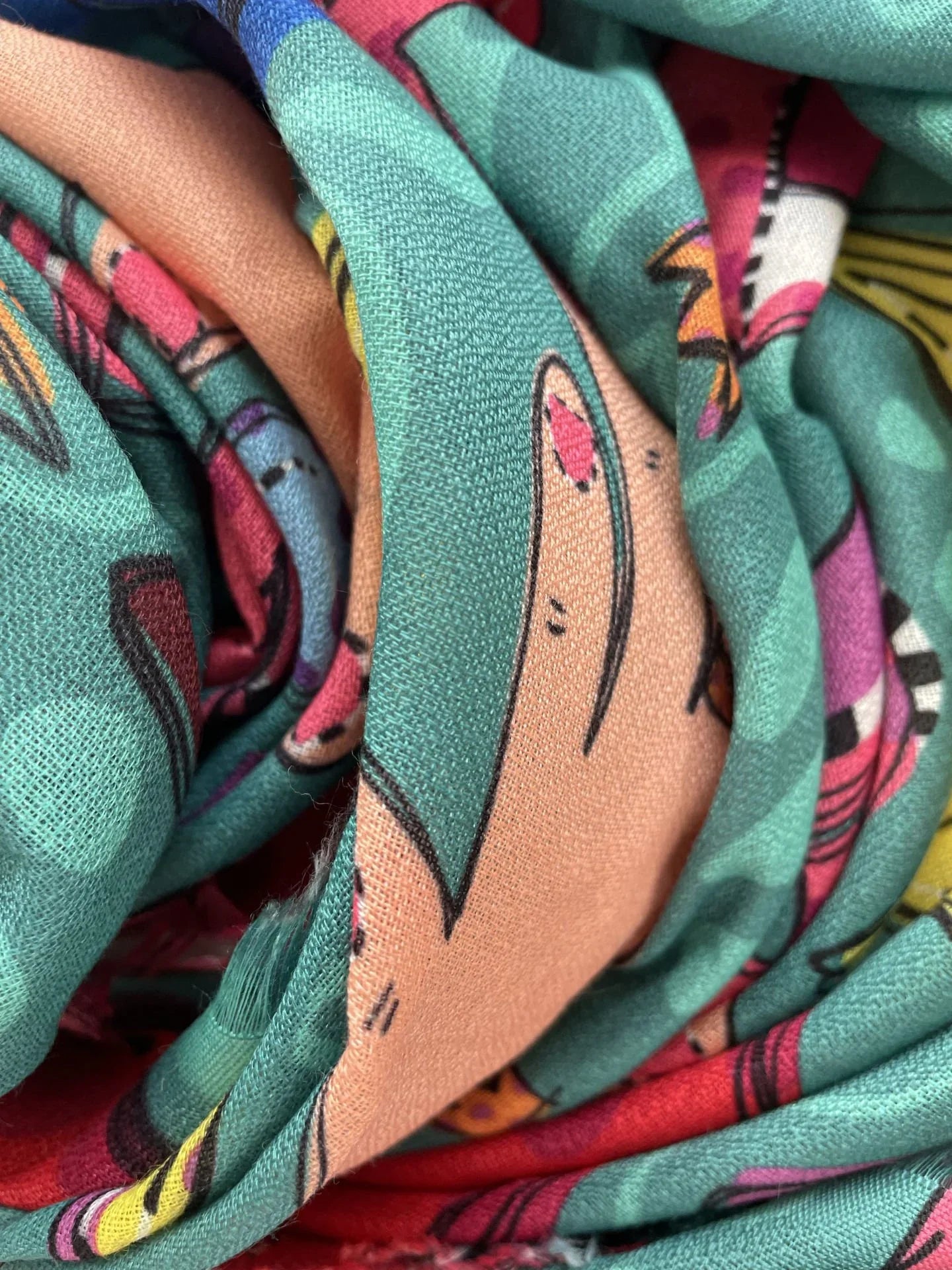 Blooming Illustrated Rectangular Scarf