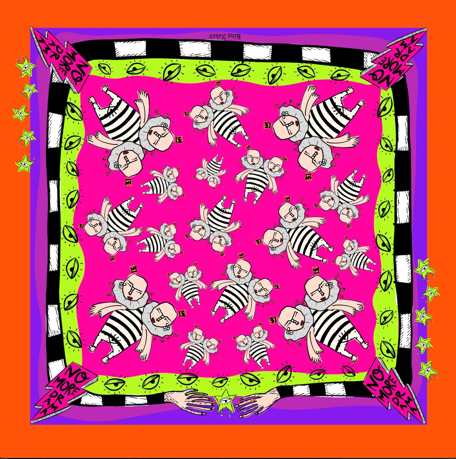 Me and Myself  Illustrated Winter Square Scarf