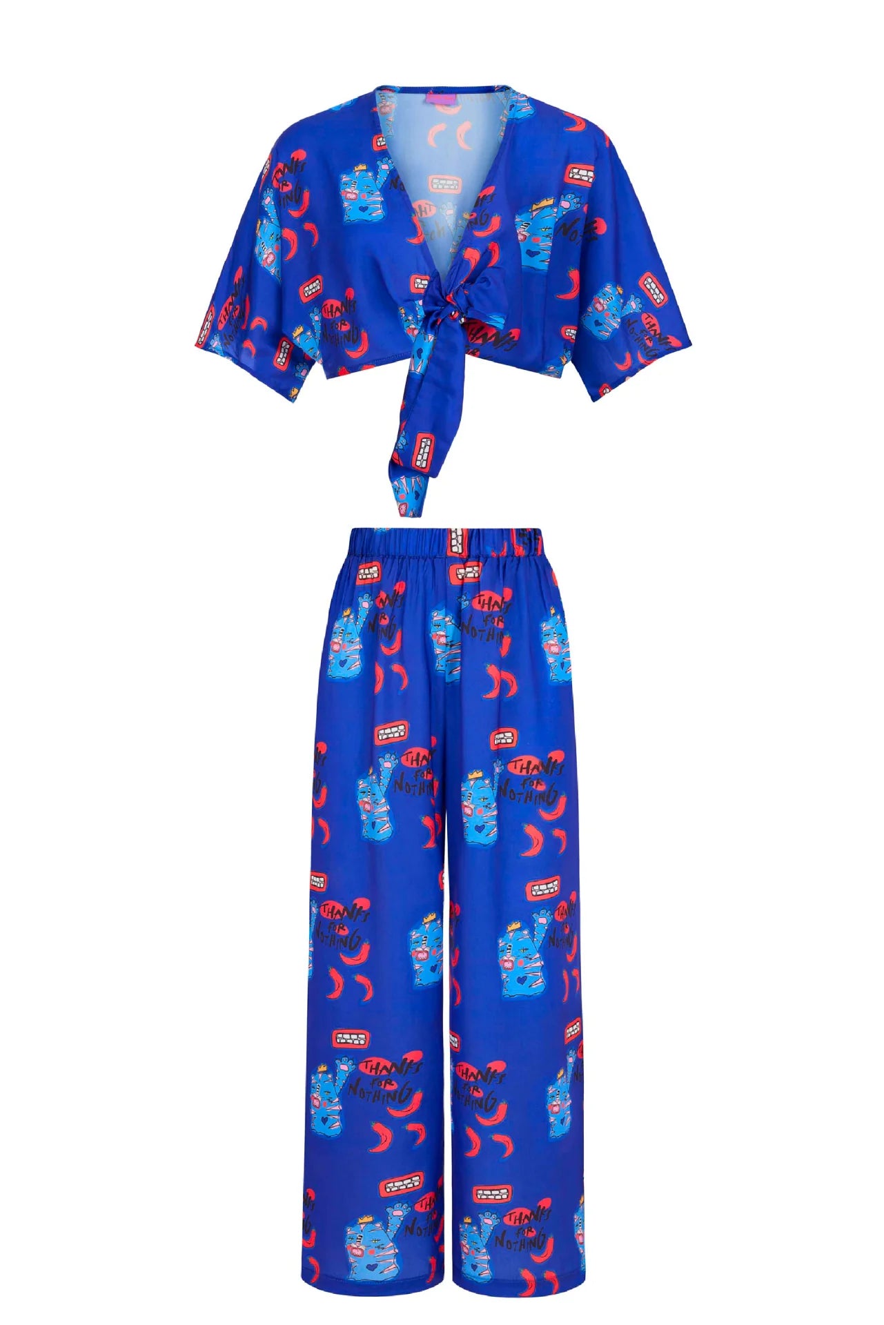 Thanks For Nothing Two-Piece Crop & Pants Set